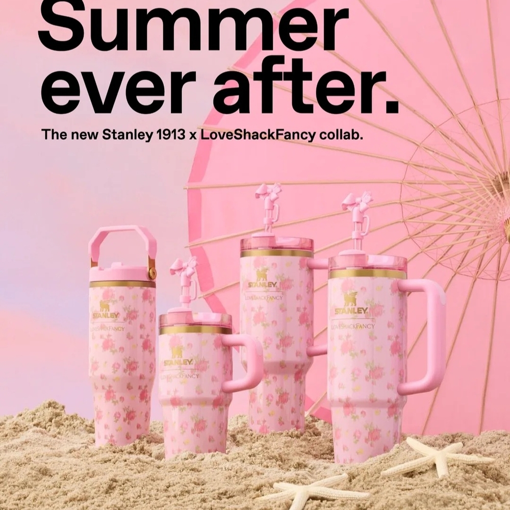 Ibiza Sunset Stanley x LoveShackFancy Pink Floral Party Tumbler 40 Oz